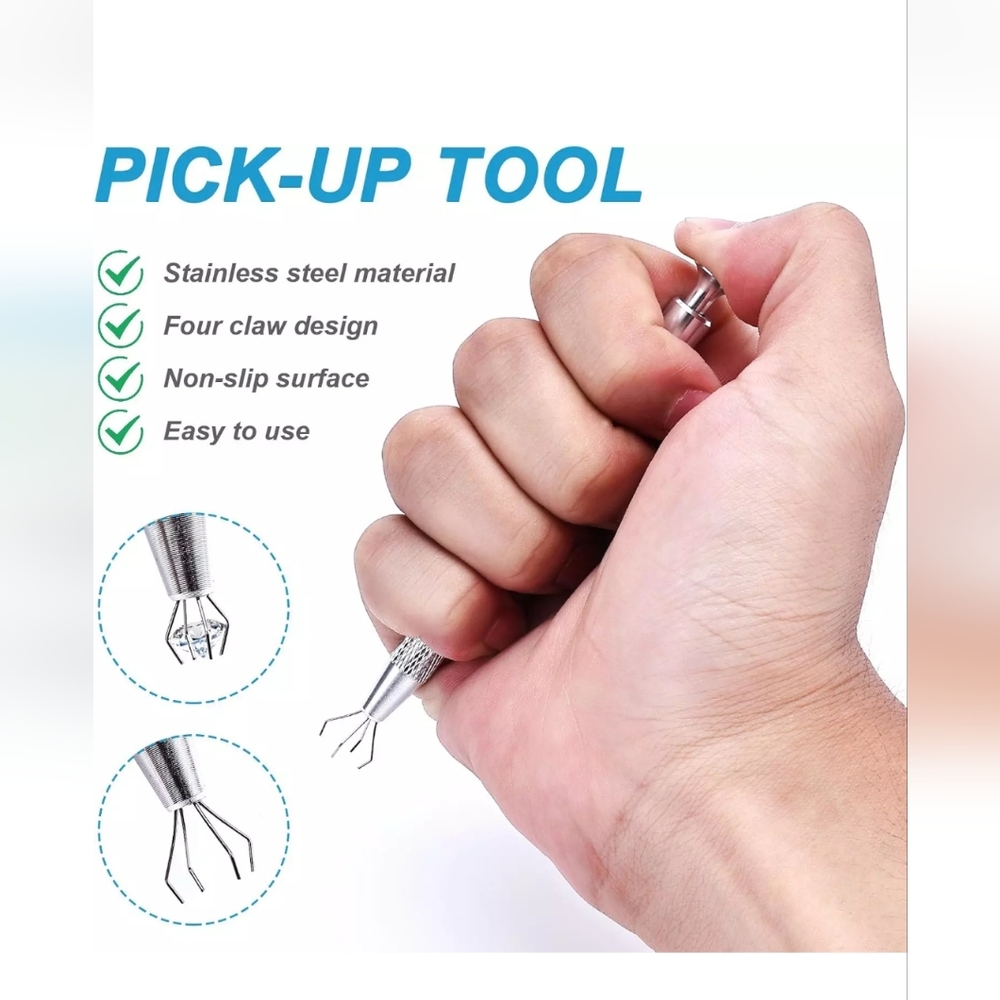 1pcs. Gemstone Grabber Tool Jewelry Claw Grabber & 4 Prong Tweezers